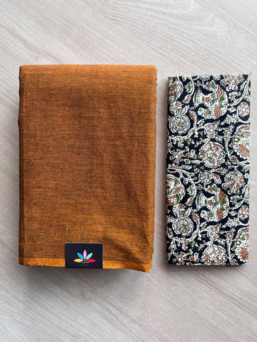 Plain Cotton Saree with Contrast Blouse - 37254