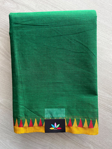 Jade Green Thread Border Chettinad Cotton Saree - 37345