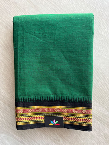 Forest Green Thread Border Chettinad Cotton Saree - 37346