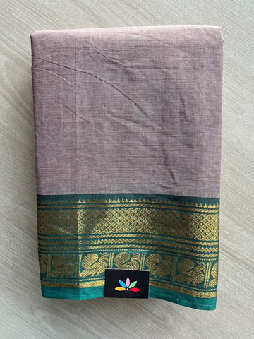 Chaise Mauve Zari Border Chettinad Cotton Saree - 37350