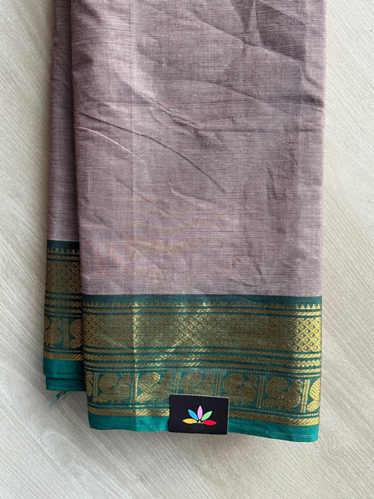 Chaise Mauve Zari Border Chettinad Cotton Saree - 37350
