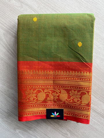 Zari Border Butta Chettinad Cotton Saree - 37386