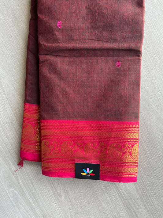 Zari Border Butta Chettinad Cotton Saree - 37387