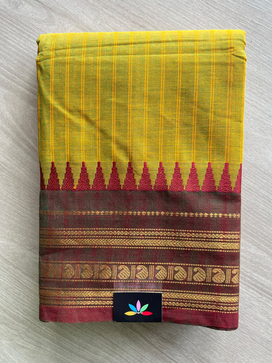 Mustard Yellow Chettinad Cotton Saree - 37440