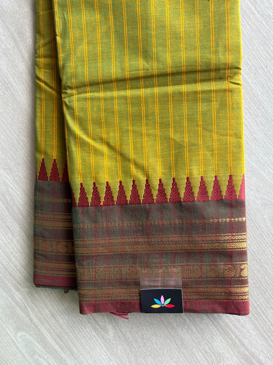 Mustard Yellow Chettinad Cotton Saree - 37440