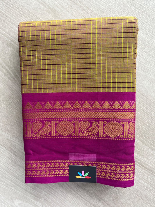 Checked Chettinad Cotton Saree - 37448