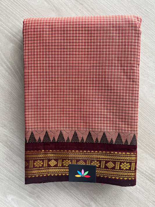Checked Chettinad Cotton Saree - 37449