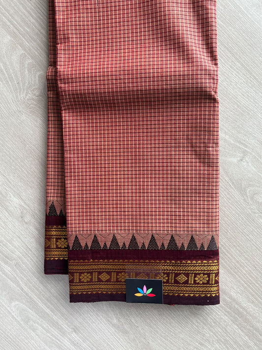 Checked Chettinad Cotton Saree - 37449