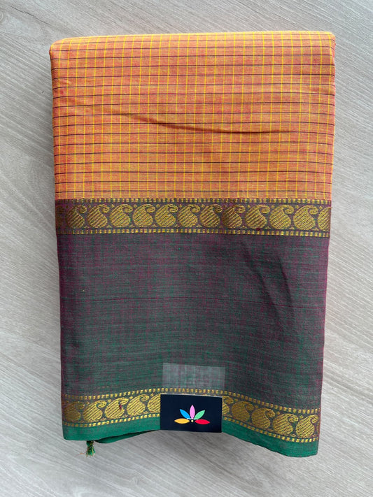 Checked Chettinad Cotton Saree - 37451