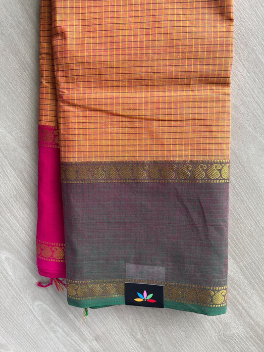 Checked Chettinad Cotton Saree - 37451