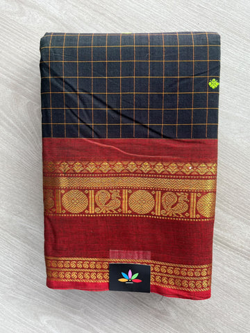 Checked Butta Chettinad Cotton Saree - 37460