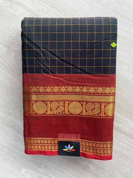 Checked Butta Chettinad Cotton Saree - 37460