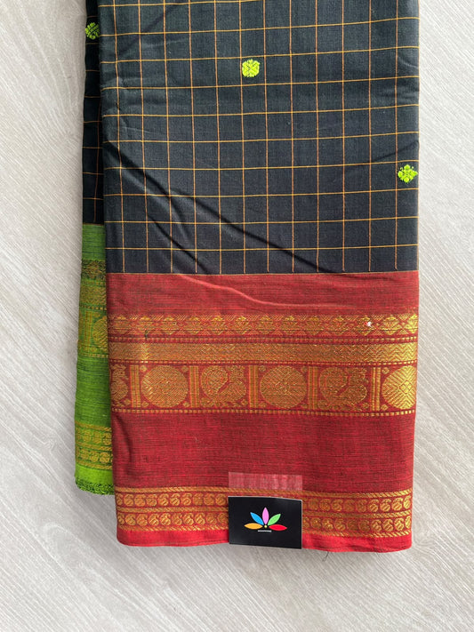 Checked Butta Chettinad Cotton Saree - 37460