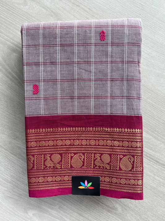 Checked Butta Chettinad Cotton Saree - 37463