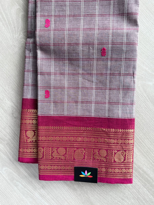Checked Butta Chettinad Cotton Saree - 37463