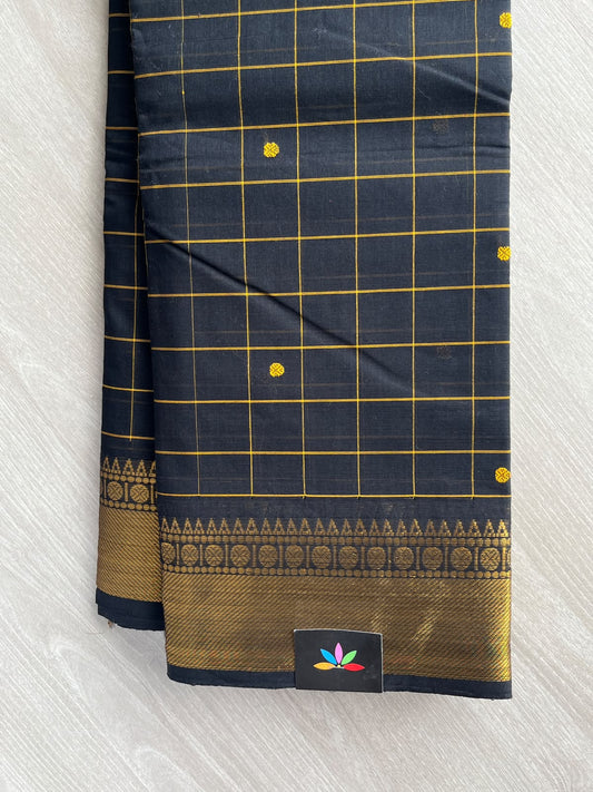 Checked Butta Chettinad Cotton Saree - 37464