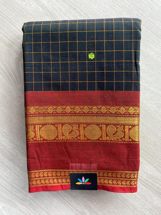 Checked Butta Chettinad Cotton Saree - 37466