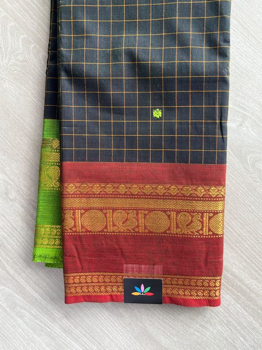 Checked Butta Chettinad Cotton Saree - 37466