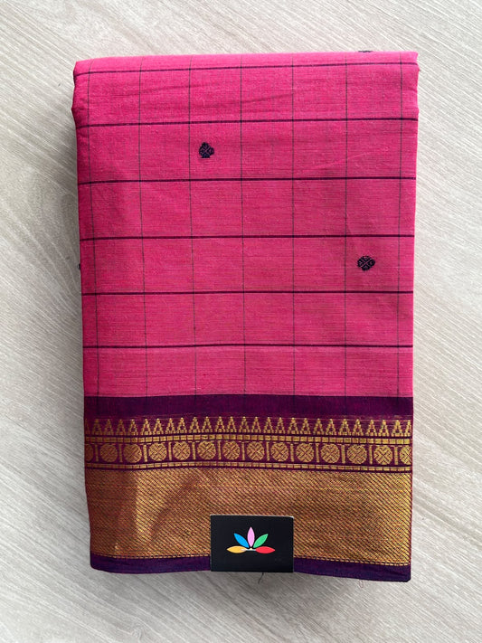 Checked Butta Chettinad Cotton Saree - 37469