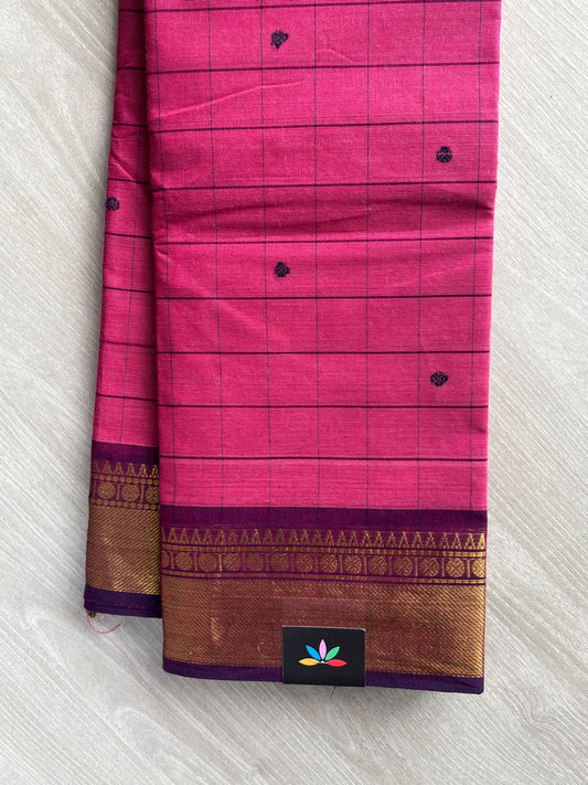 Checked Butta Chettinad Cotton Saree - 37469