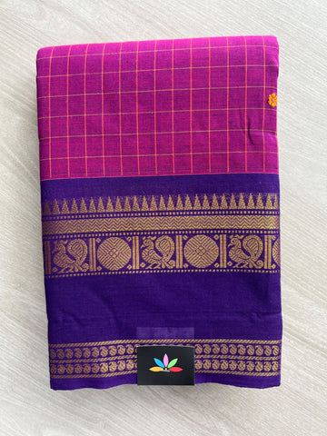 Checked Butta Chettinad Cotton Saree - 37471