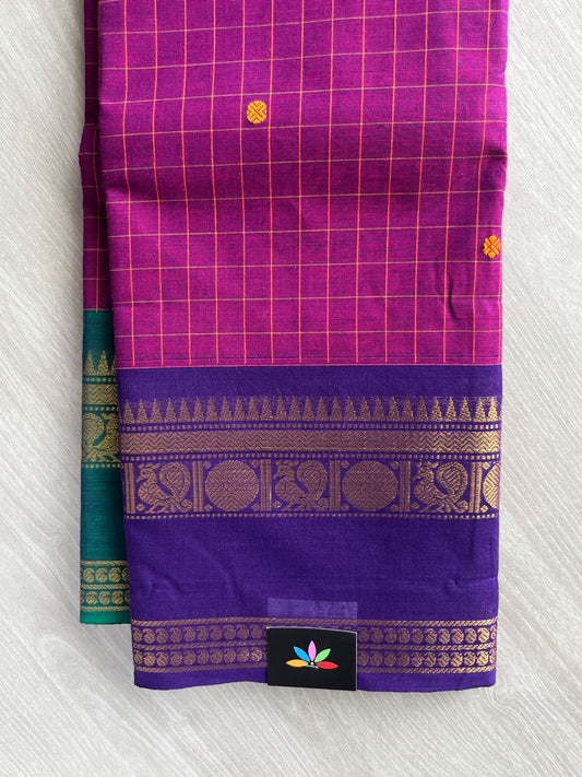 Checked Butta Chettinad Cotton Saree - 37471