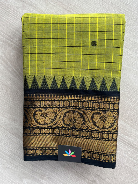 Checked Butta Chettinad Cotton Saree - 37472