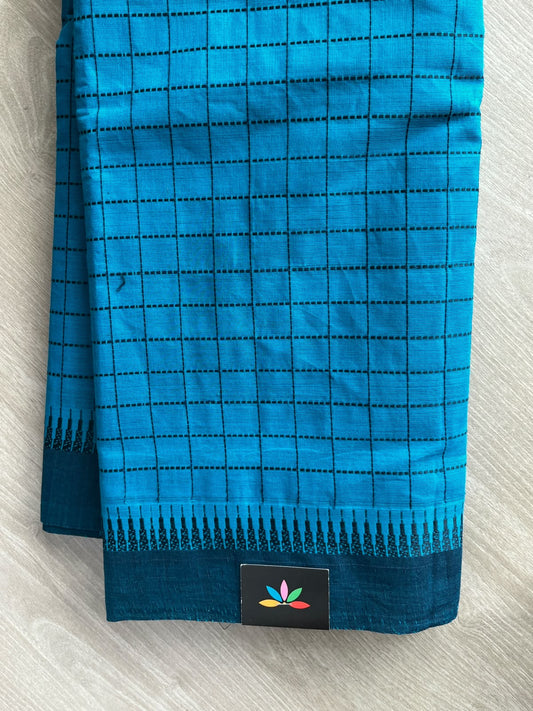 Checked Chettinad Cotton Saree - 37485