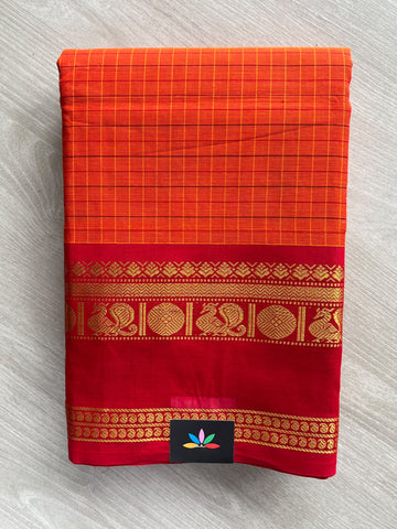 Checked Chettinad Cotton Saree - 37488