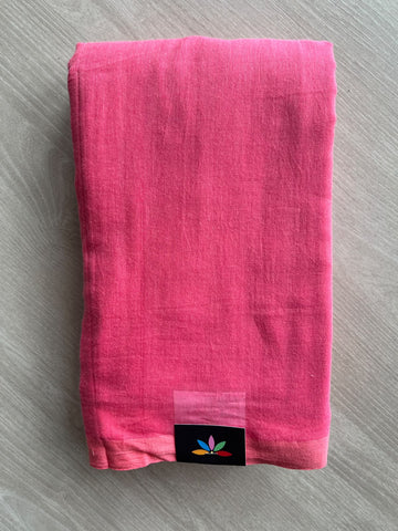 Bright Pink Feather Light Mul Cotton Saree (Without Blouse) - 37497