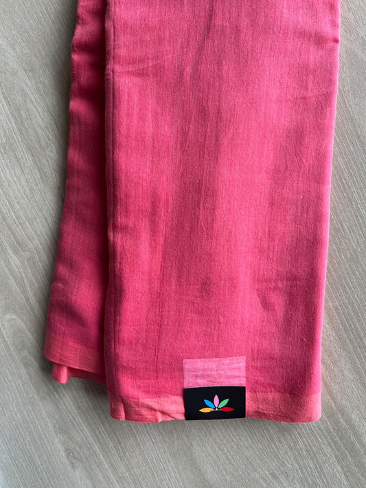 Bright Pink Feather Light Mul Cotton Saree (Without Blouse) - 37497