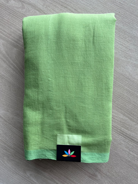 Light Green Feather Light Mul Cotton Saree (Without Blouse) - 37499