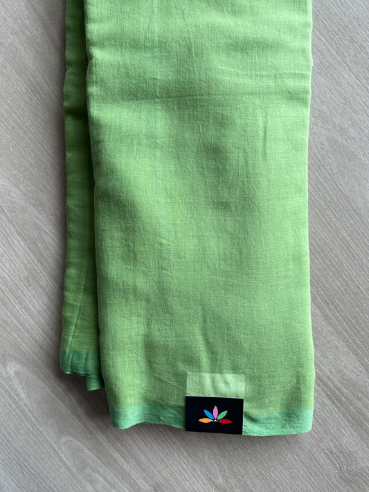 Light Green Feather Light Mul Cotton Saree (Without Blouse) - 37499
