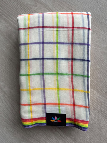 Checked Feather Light Mul Cotton Saree (Without Blouse) - 37503-37504