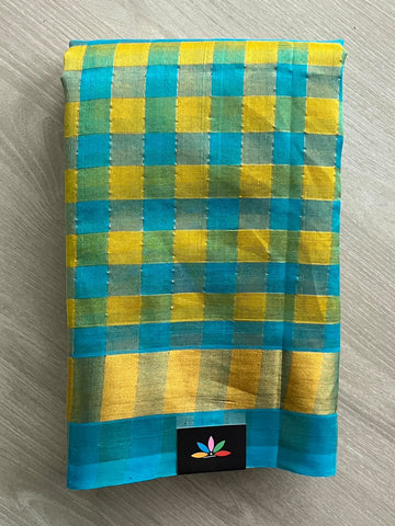 Multi-Color Madras Checks Handloom Venkatagiri Silk Cotton Saree - 37526