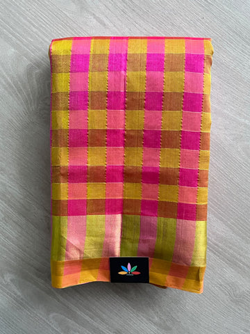 Multi-Color Madras Checks Handloom Venkatagiri Silk Cotton Saree - 37527