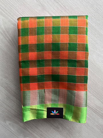 Multi-Color Madras Checks Handloom Venkatagiri Silk Cotton Saree - 37528