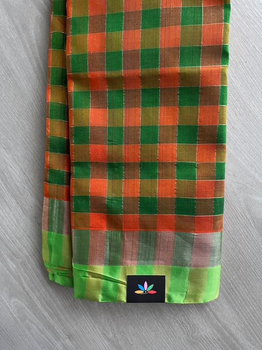 Multi-Color Madras Checks Handloom Venkatagiri Silk Cotton Saree - 37528