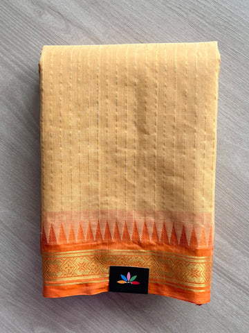Striped Temple Border Handloom Venkatagiri Cotton Saree - 37539