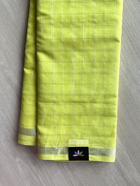 Checked Handloom Venkatagiri Cotton Saree - 37541