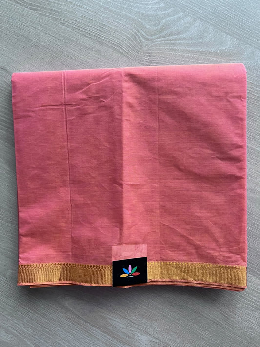Flamingo Pink & Medium Turquoise Handloom Mangalagiri Cotton 3 Piece Suit Set - 37548