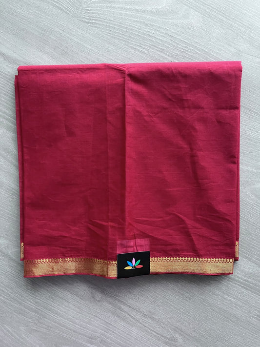 Cardinal Red & Rust Orange Handloom Mangalagiri Cotton 3 Piece Suit Set - 37549
