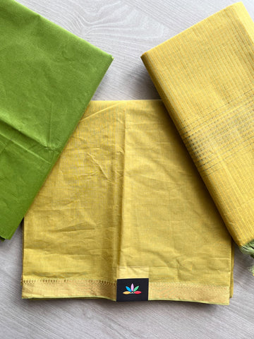 Handloom Mangalagiri Cotton 3 Piece Suit Set - 37552