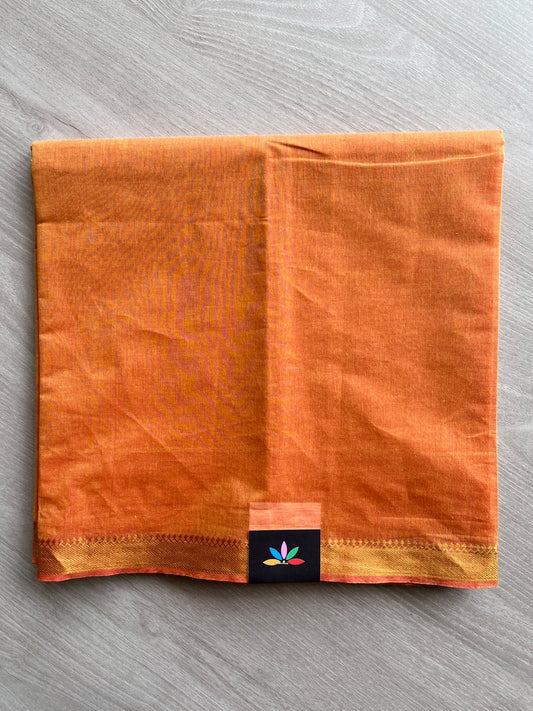 Bright Orange & Bright Pink Handloom Mangalagiri Cotton 3 Piece Suit Set - 37553