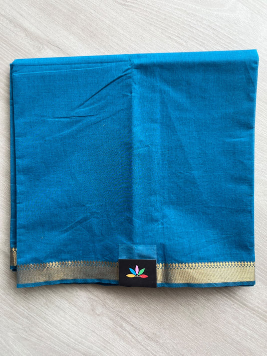 Persian Blue & Leaf Green Handloom Mangalagiri Cotton 3 Piece Suit Set - 37554