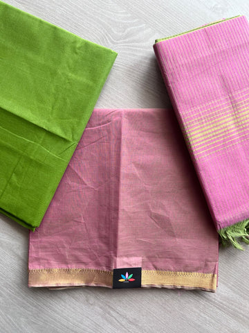 Handloom Mangalagiri Cotton 3 Piece Suit Set - 37555