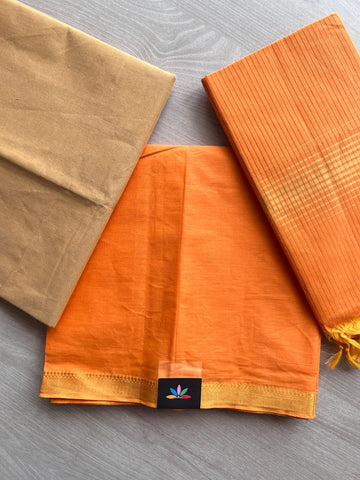 Handloom Mangalagiri Cotton 3 Piece Suit Set - 37556