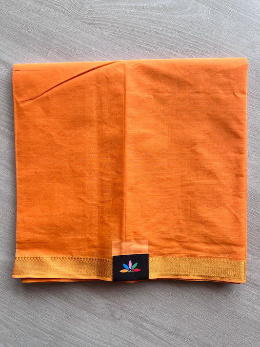 Tuscan Beige & Neon Orange Handloom Mangalagiri Cotton 3 Piece Suit Set - 37556
