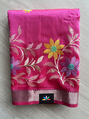 Embroidered Handloom Mangalagiri Silk Cotton Saree - 37558