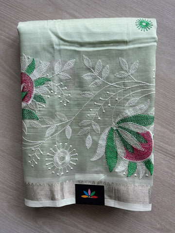Embroidered Handloom Mangalagiri Silk Cotton Saree - 37559